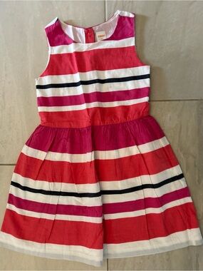Gymboree Red, Pink & White Striped Sleeveless Lined Dress